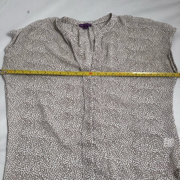 Hale Bob sheer v-neck button up blouse with tiny hearts - Picture 6 of 9